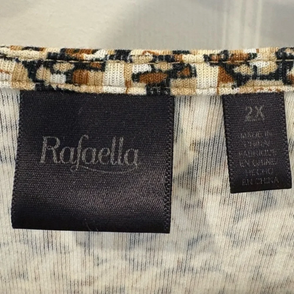 Rafaella | Black & Neutral Colours V-Neck Long Sleeve Top Size 2X Cotton - Picture 4 of 10